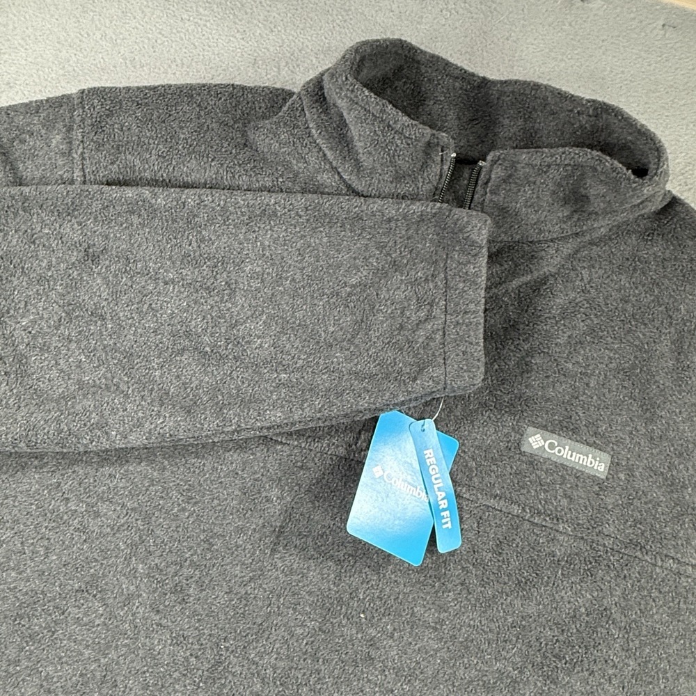 Columbia Mens 1/4 Zip Fleece Pullover Jacket Gray 2XL Regular Fit NEW
